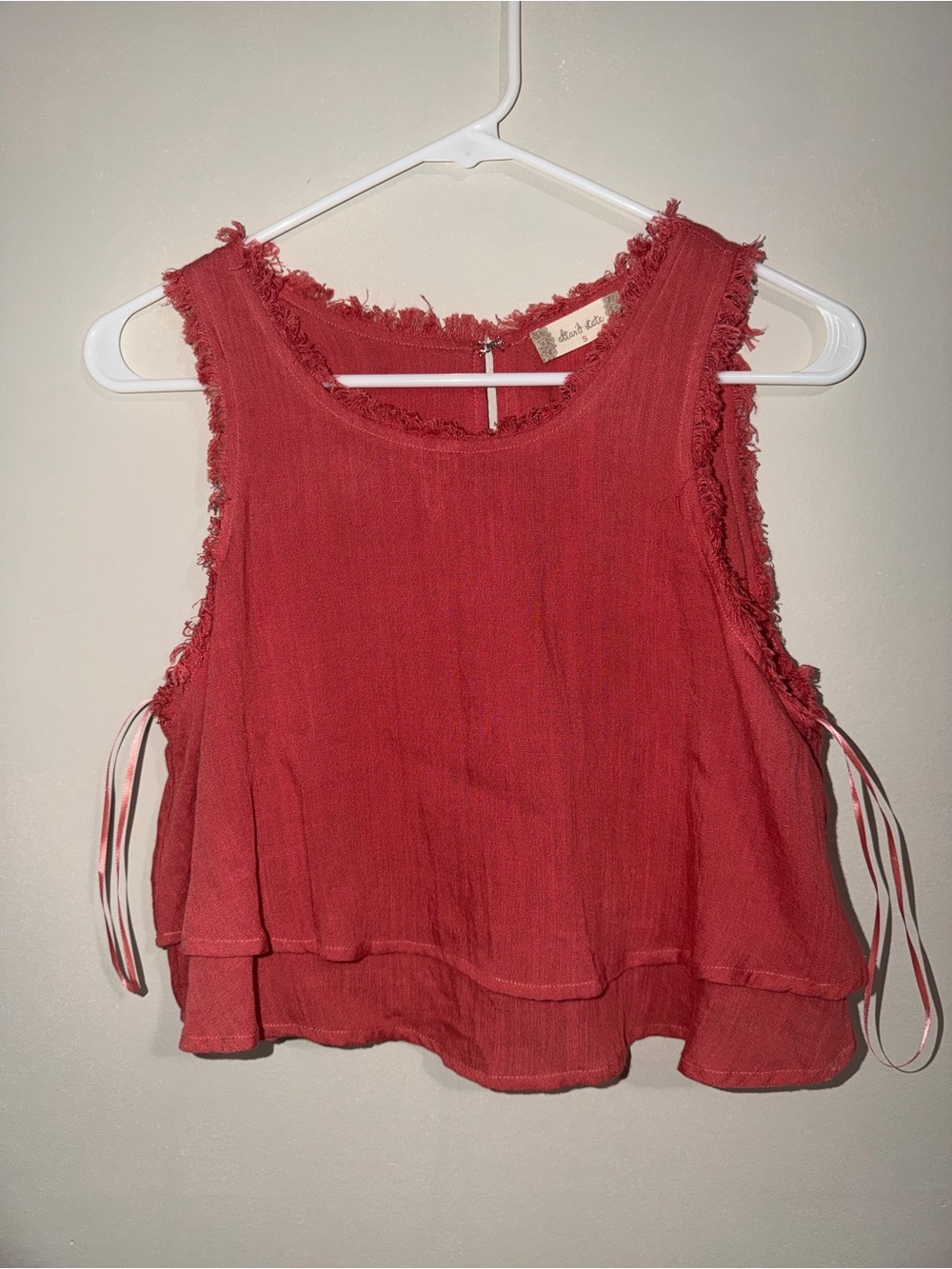 Altar’d State Women’s Small Rust Red Layered Raw Edge Boho Tank Top